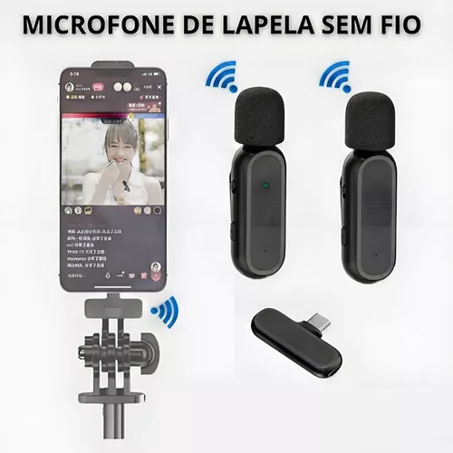 Microfone Sem Fio Duplo Lapela Profissional iPhone Android - Image 3